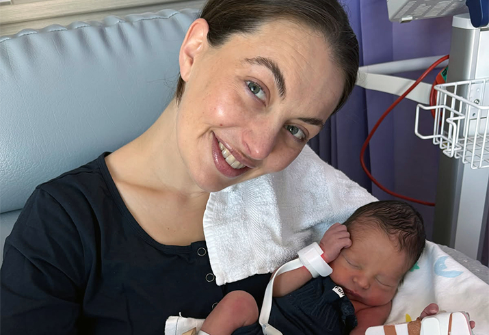 Mother Katie holds her newborn son Senan