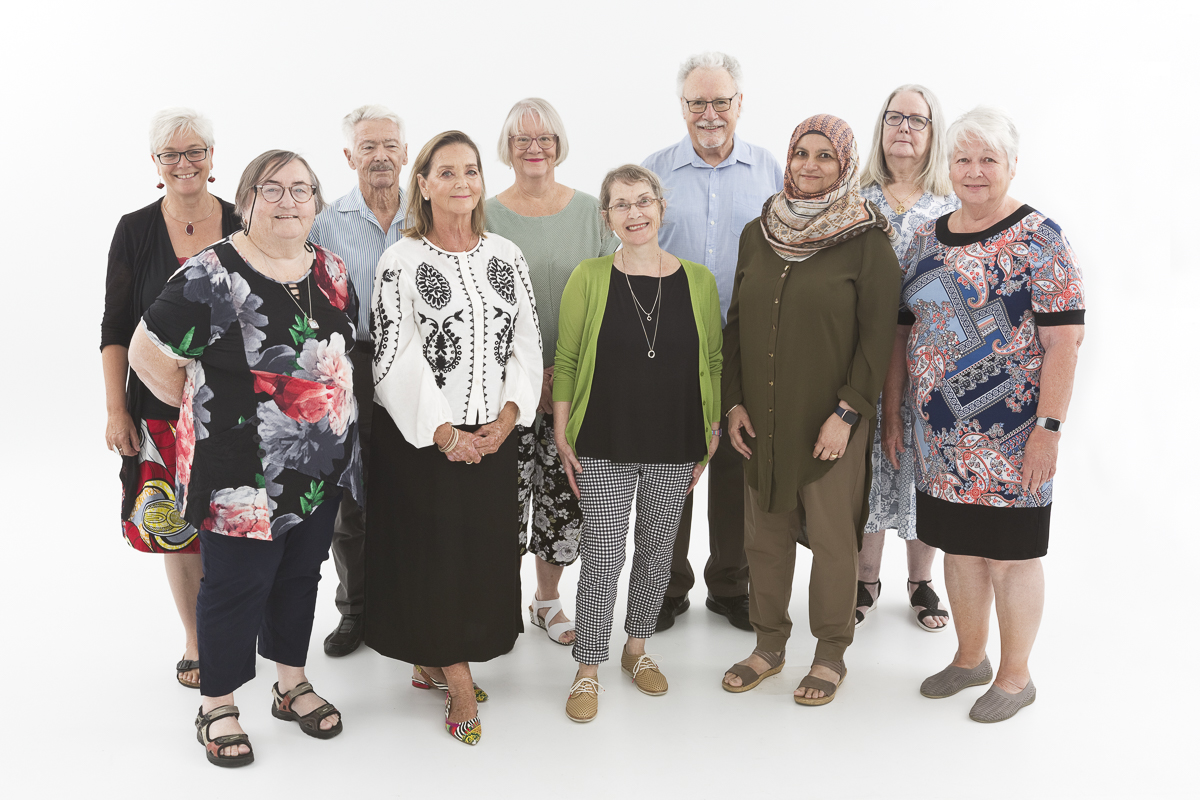 A group of 16 Fiona Stanley Fremantle Hospital Group Consumer Advisory Council members stand together