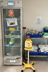 The fridge used to store expressed breastmilk in the Fiona Stanley Hospital Neonatal Unit