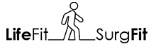 Text reads LifeFit-Surge Fit. There is a line drawing of a person walking
