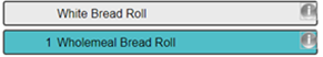 Image of an on screen icon showing two choices. The top icon reads white bread roll. The bottom icon reads 1 wholemeal bread roll and is shaded a teal colour.